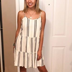 Striped blue baby doll dress